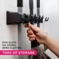 3/4/5 Position Multi-Functional Wall Mounted Mop Holder Broom Hanger Shelf Home Kitchen Storage Black Magic Plastic Mop Holder - Image 2