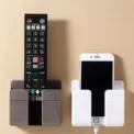 Wall Mobile Phone Holder Plug Phone Charging Stand Remote Control Storage Box Bracket Punch-Free Mounted Organizer Holders - Image 4