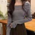 Solid Sexy Slim Off Shoulder Slash Neck Long Sleeve Knitting Sweater Women Jumpers Office Fashion New -