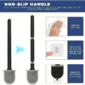 Silicone Toilet Brush Cleaning Brush Flat Head Flexible Wall Mounted Black Toilet Bowl Cleaner Brush Holder Set for WC Bathroom - Image 6