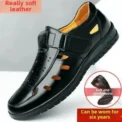 Summer Men's Sandals Casual Breathable Soft Sole Soft Face Hollow Out Shoes Middle-Aged And Elderly Business Father Shoes - Image 4