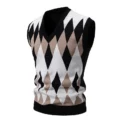 New Mens Argyle Knitwear Vest V Neck Sleeveless Casual Slim Fit Pullover Knitted Sweater lightweight vests - Image 2