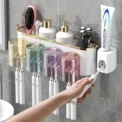 Toothbrush Holder With Squeezer Perforation-free Bathroom Shelf Mouthwash Cup Toothbrush Holder - Image 2