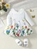 Autumn girl cute flower print dress,