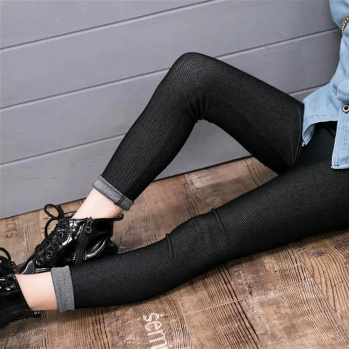 PatPat Kids Girl Leggings Trousers 100% Cotton Casual Elastic Imitation Denim Girl Slim Leggings Spring Autumn All-match Pants - Image 3