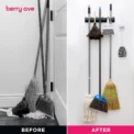 3/4/5 Position Multi-Functional Wall Mounted Mop Holder Broom Hanger Shelf Home Kitchen Storage Black Magic Plastic Mop Holder - Image 3