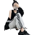 Women's Striped Sport Pants Spring Autumn Small Size Wide Leg Straight Loose Sweatpants Comfortable Casual Trousers - Image 4