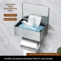 Exclusive Stainless Steel Bathroom Tissue Box Holder Wall Mounted Paper Roll Stand Toilet Paper Box Storage Rack