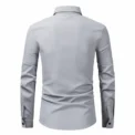 Four season new men's casual long sleeved solid color shirt for foreign trade men's clothing - - Image 2