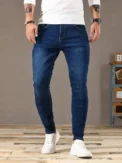 Spring New Mens Slim Fit Classic Skinny Jeans Casual Street Style Casual Mens Skinny Jeans Male Slim Fit Pencil Denim Blue - Image 6