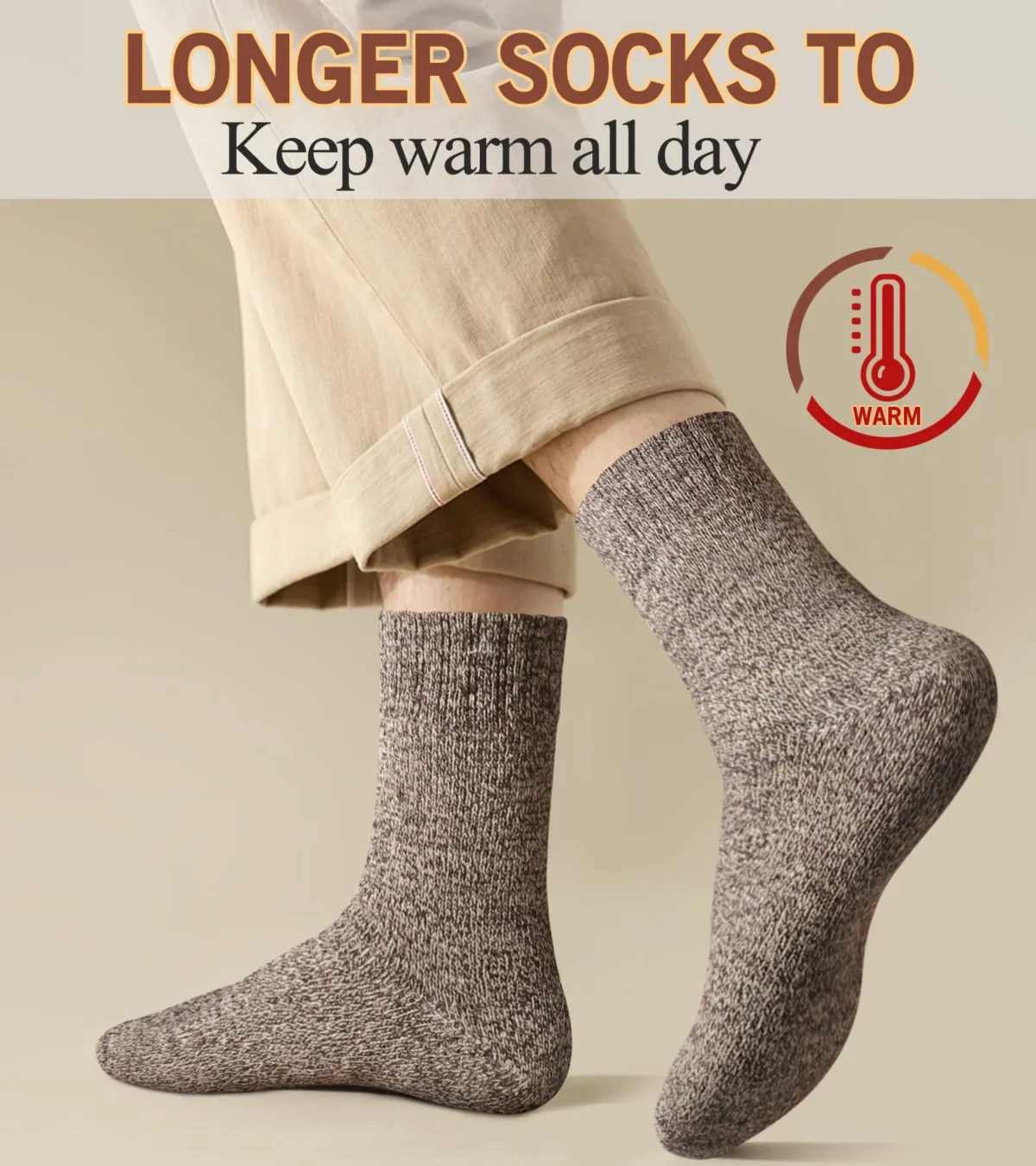 5 Pairs Winter Warm Men’s Socks Wool Male Women Socks Super Thicker Solid Socks Wool Socks Against Cold Snow Terry Socks - Image 2