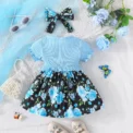 Dress For Kids 3-24 Months Korean Style Fashion Short Sleeve Cute Floral Princess Formal Dresses Ootd For Newborn Baby Girl - Image 2