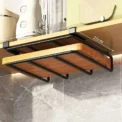 Kitchen Hanging Organizer Rack with Hooks Under Cupboard Paper Towel Rags Hanger Cutting Board Pot Cover Holder Storage Shelf - Image 2