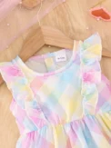 Summer Flying Sleeveless Pink Blue Plaid Full Print Dress Version Slim And Simple For Baby Girls Outdoor Travel Holiday Dress - Image 3