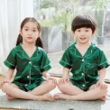 Summer Short Sleeve Kids Pajamas Sets Satin Silk Button Down Loungewear Girls Sleepwear Boys Clothing Sets Children Pyjamas Pjs - Image 4