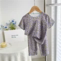 Summer Cute Girls Loungewear Baby Girl Floral Top Children's Short-sleeved Tops Pants Pajamas Two-piece Set Clothes - Image 6