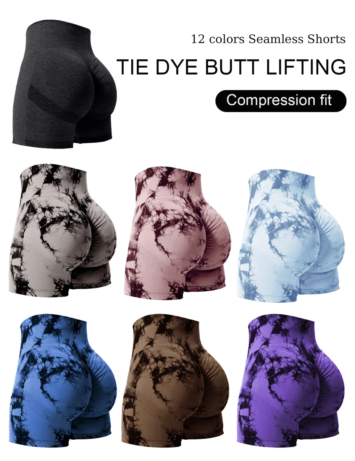 Butt Lifting Tie Dye Summer Shorts Woman High Waist Stretch Sport Shorts Outdoors Summer Outdoors Shorts Woman - Image 1