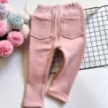 Autumn Winter Children's Jeans Boys and Girls' Solid color Thin Velvet Elastic Belt Jeans Infant Elastic Denim Pants1-6Y - Image 5