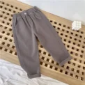 1-8 Years Boys Pants Kids Cargo Pants Mid-Rise Button Casual Outdoor Comfortable Breathable Spring Fall Fashion Chidren Trousers - Image 3