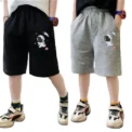 Kids Boys Astronaut Print Shorts  Summer Pocket Design Children Casual Sport Short Pants For Teen Boy 3-14 Years Clothes
