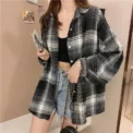 Plaid Shirt Women Fashion Autumn Long Sleeve Top Female Vintage Single Breasted Blouse Ladies Preppy Style Loose Check Shirts - Image 2