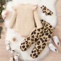 0-18 Months Newborn Baby Girl Clothes Set Long Sleeve Bodysuit+Leopard Pants+Headband 3PCS Fashion Autumn Outfits Toddler Girl - Image 6