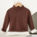 Children's Long Sleeve T-shirt Half High Collar Solid Color Versatile Stylish Top For Autumn/winter Suitable For Boys Girls - Image 2