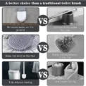 Silicone Toilet Brush Cleaning Brush Flat Head Flexible Wall Mounted Black Toilet Bowl Cleaner Brush Holder Set for WC Bathroom - Image 3
