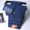 Men's Comfortable Soft Business Casual Denim Trousers Slim Fit Straight Pants Fashion Male Brand Light Luxury Stretch Clothing - Image 3