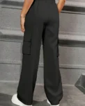 Elastic Waist Fashionable Workwear Pants High Waist Wide Leg Pants Loose Solid Color Casual Sports Pants WOMEN'S Sportswear - Image 2