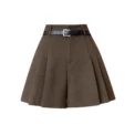 Khaki Woolen Mini Shorts Women's High Waist Autumn Winter Outdoor Boot Pants A- Line Wide Leg Casual Pants Skirt - Image 5