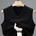 New Spring Autumn 6 Wool Sleeveless Cashmere Vest Men Work Sweater Solid Color Knitted Male Waistcoat High Quality Pullover - Image 2