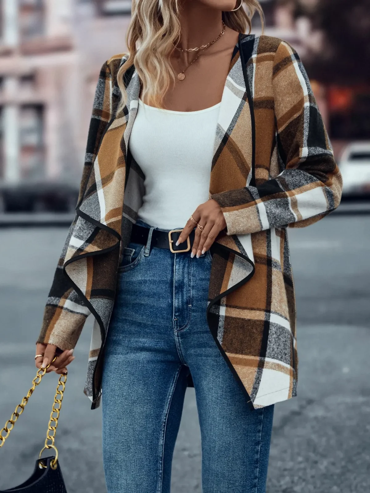 European and American cross-border women's fashionable and elegant plaid printed slim fit jacket - AliExpress 200000345 - Image 5