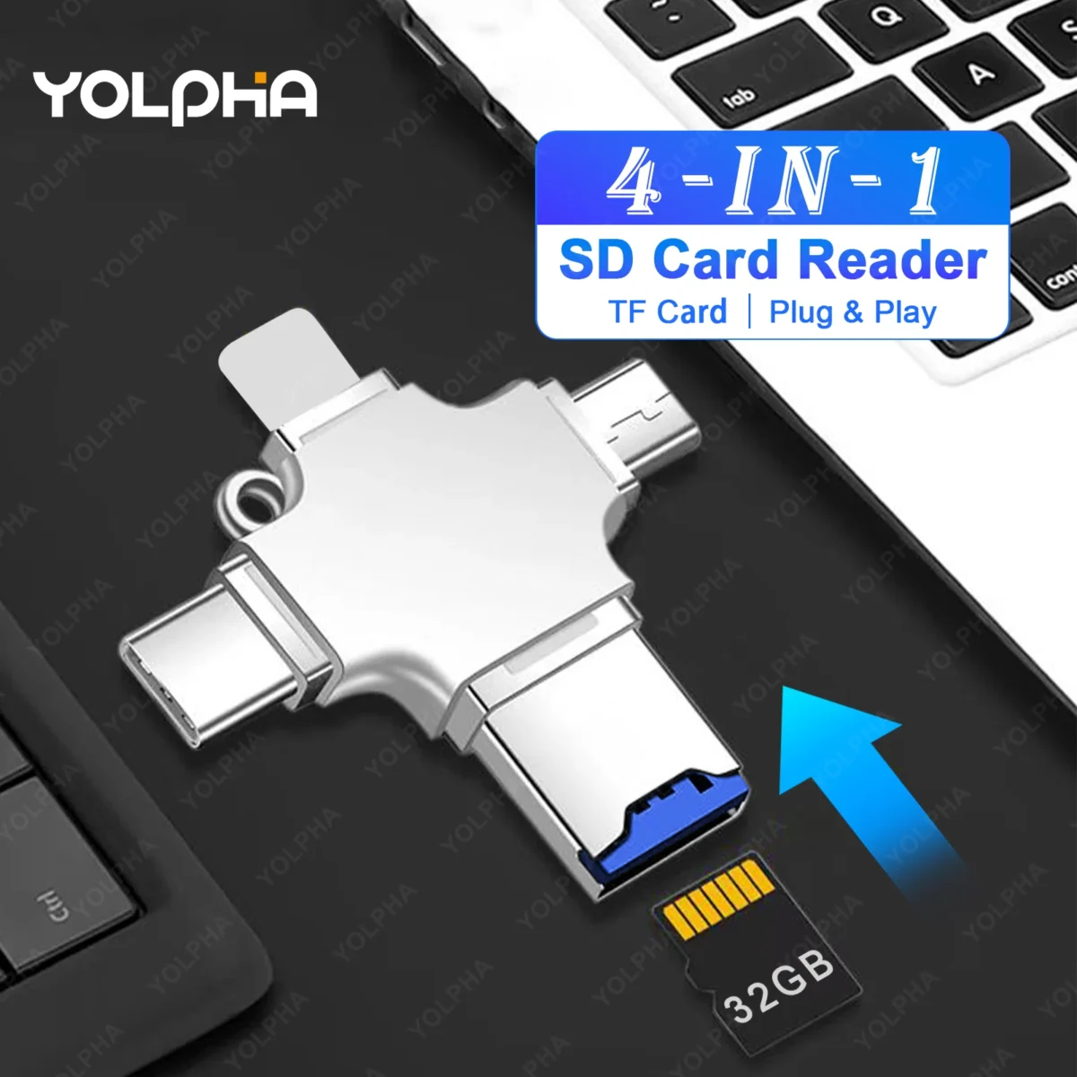 4IN1 Memory Card Reader for iPhone Laptop PC Type-C OTG Adapter for iOS USB A Micro SD Card Reader for Samsung Huawei Xiaomi LG - Image 1