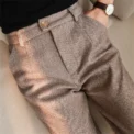 Autumn Winter Workplace High Waisted Casual Suit Pants Office Lady Women Trousers Woolen Pants Women's Harem Pencil Pants