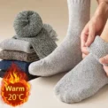 5 Pairs Winter Warm Men’s Socks Wool Male Women Socks Super Thicker Solid Socks Wool Socks Against Cold Snow Terry Socks - Image 5