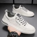 Men's Leather Shoes Casual Comfort Cricket Shoes Fashion Sneakers For Men Lightweight Driving Shoes - Image 2