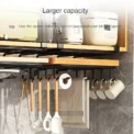 Kitchen Hanging Organizer Rack with Hooks Under Cupboard Paper Towel Rags Hanger Cutting Board Pot Cover Holder Storage Shelf - Image 3