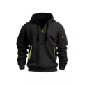 Casual Men's Hoodie Sweatshirt Autumn Winter Outerwear Zipper Multiple Pockets Loose Fit Comfortable Streetwear Style - Image 2