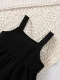 2-Piece Baby Girl Spring and Autumn Sweet New Style Beautiful Casual White Long Sleeve Black Strap Skirt Comfortable - Image 5