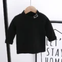 Autumn Winter Children Kids Boys Girls T-shirts Tops Turtleneck Solid Long Sleeve Warm Fleece Bottoming Shirts Tees for Kids - Image 2