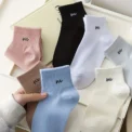 5 Pairs Letter Print Socks Comfy & Breathable Sports Short Socks Women's Stockings & Hosiery Soft & Comfy All-match Short Socks - Image 2