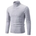New Men's High Neck Sweater Solid Color Pullover Knitted Warm Casual Turtleneck Sweatwear Woolen Mens Winter Outdoor Tops - Image 3