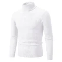 New Men's High Neck Sweater Solid Color Pullover Knitted Warm Casual Turtleneck Sweatwear Woolen Mens Winter Outdoor Tops - Image 4