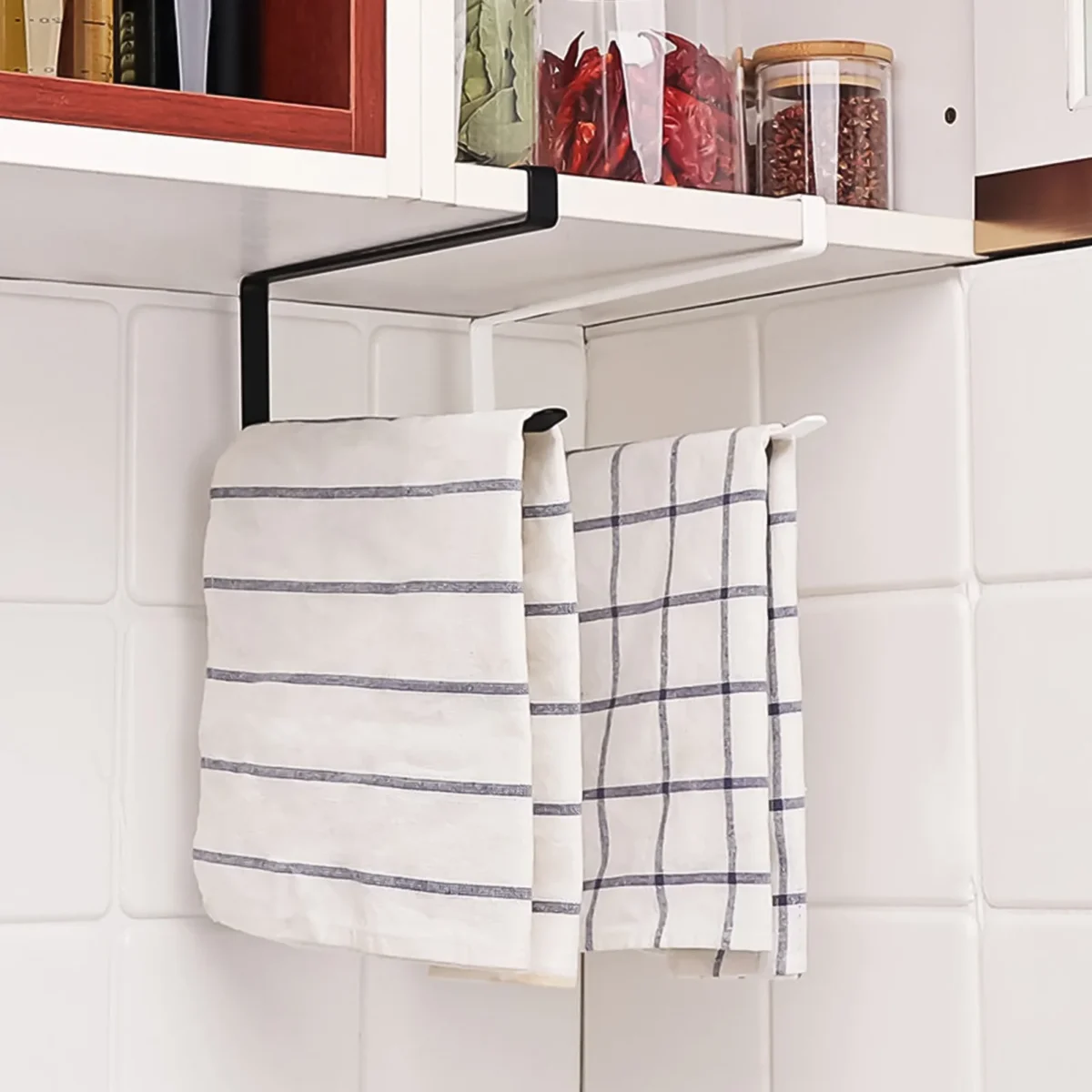 Kitchen Tissue Holder Punch-Free Paper Towel Holder Hanging Toilet Roll Paper Holder Towel Rack Bathroom Cabinet Door Hook Orga - Image 4