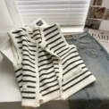 Korean Elegant Chic Knit Vest Stripe Casual Sweet Office Lady Cardigan Women's Sweater Jacket Vintage Basic Tank Top Outerwears - Image 3