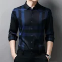 New Men's Casual and Fashionable Long Sleeved Shirt with Printed Anti Wrinkle Business Shirt - Image 2