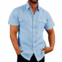Cotton Linen Hot Sale Men Short-Sleeved Shirts Summer Solid Color Comfort Collar Casual Beach Style Plus SizeMale Shirts M-5XL - Image 2
