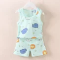 New Children Clothes Set Summer Boys Girls Cartoon Thin Style Sleeveless Vest Shorts Set Baby Pajamas - Pajama Sets - - Image 3