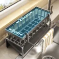 Kitchen Sink Drain Rack Organizer ABS Plastic Self-draining Sink Shelf Soap Sponge Holder Dishcloth Towel Rack filter basket